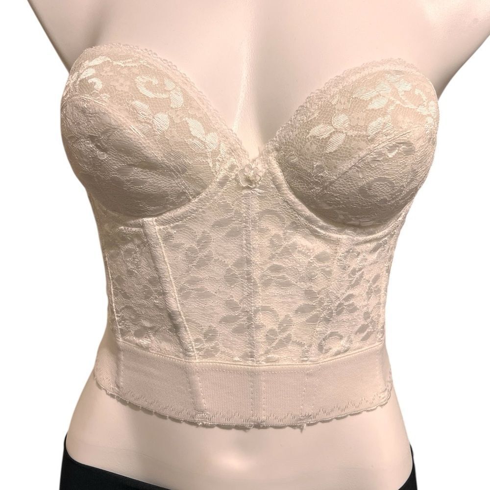 Carnival Vintage Bustier White Lace Bustier Strapless Good Condition Size 34C